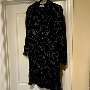 Black Dress with Abstract White Line Art